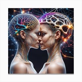 Two Women Kissing In The Brain Canvas Print