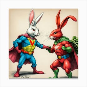 Superman And Rabbit Canvas Print