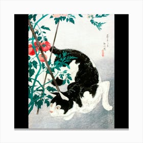 Cat In A Cherry Tree Canvas Print