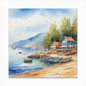 Watercolor On The Beach Canvas Print