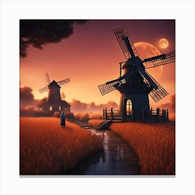 Windmills In The Countryside 1 Canvas Print