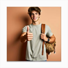 Young Man Giving Thumbs Up Canvas Print