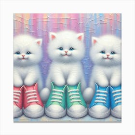 Three Kittens In Sneakers Canvas Print