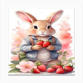 Bunny With Strawberries Canvas Print