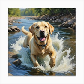 Labrador Retriever In The River Canvas Print