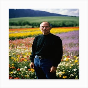 Steve Jobs In A Field Of Flowers Canvas Print