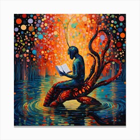 Octopus Reading Canvas Print