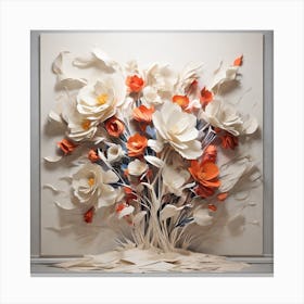 Flowers of white paper Canvas Print