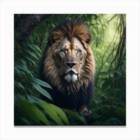 Lion In The Jungle Canvas Print