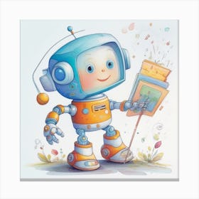 A Little Cute Boy robot Canvas Print