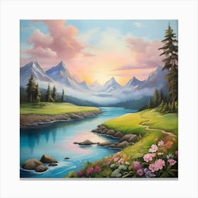 Sunset By The River Canvas Print