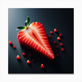 Strawberry On Black Background Canvas Print