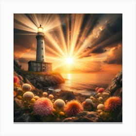 Lighthouse At Sunset 2 Canvas Print