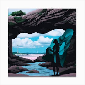 Girl In A Cave Canvas Print