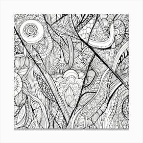 Doodles In Black And White Line Art 5 Art Print 1 1 Canvas Print