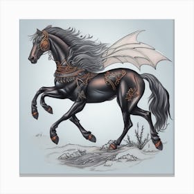 Black Horse With Wings Canvas Print