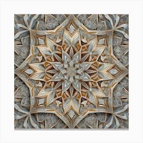 Firefly Beautiful Modern Detailed Floral Indian Mosaic Mandala Pattern In Neutral Gray, Silver, Copp Canvas Print