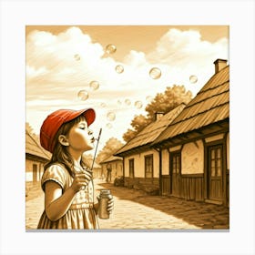 Bubbles in the village Canvas Print