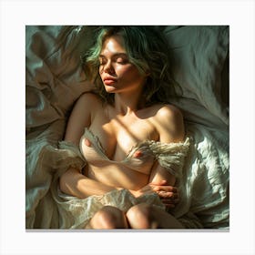 Nude Woman In Bed Canvas Print