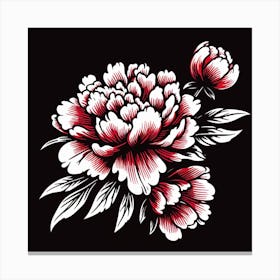 Peony Flower Tattoo Canvas Print