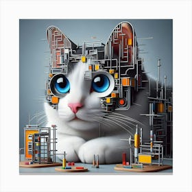 Cat In A Machine 1 Canvas Print