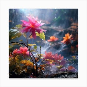 Lotus Flower In The Rain Canvas Print