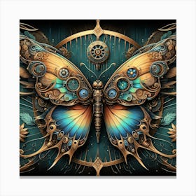 Steampunk Butterfly in Copper & Green Canvas Print