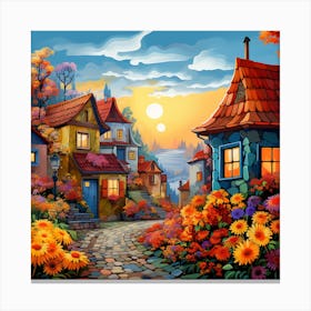 Autumn Village Canvas Print