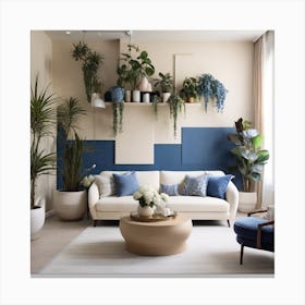 Living Room With Plants Canvas Print