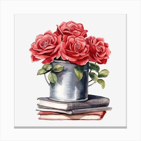 Roses In A Bucket 14 Canvas Print