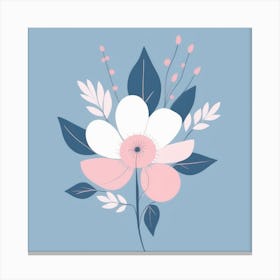 A White And Pink Flower In Minimalist Style Square Composition 250 Canvas Print