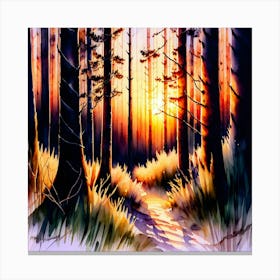 Sunset In The Woods 3 Canvas Print