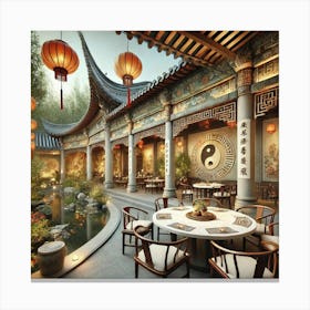 A Picturesque Taoist Temple Fused With Greek Archi 1024x1024 Canvas Print