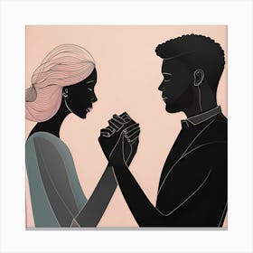 Black Man And Woman Holding Hands Canvas Print