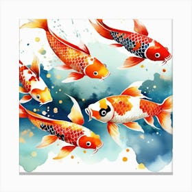 Koi Fish Watercolor Painting Canvas Print