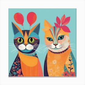 Two Cats With Balloons Canvas Print