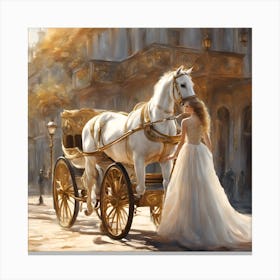 Girl On A Carriage Canvas Print