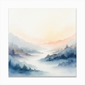 Watercolor Of Mountains Canvas Print