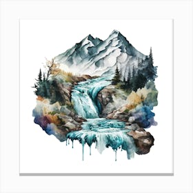 Waterfall Watercolor Painting 3 Canvas Print