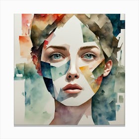 Watercolor Portrait Of A Woman 5 Canvas Print