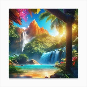 Waterfall In The Jungle 12 Canvas Print