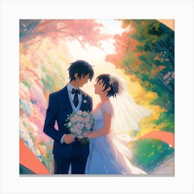 Anime Pastel Dream Anime Couple In Their Wedding Makoto Shinka 1 Canvas Print