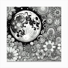 Moon And Flowers 13 Canvas Print