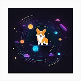 Corgi In Space 1 Canvas Print