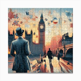 Abstract Puzzle Art English gentleman in London 6 Canvas Print