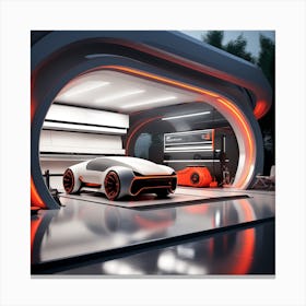 Futuristic Car Garage 4 Canvas Print