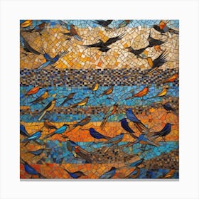 Mosaic Birds In Flight Canvas Print