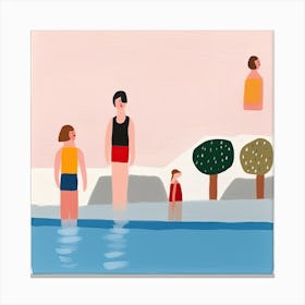 Tiny People At The Pool Illustration 5 Canvas Print