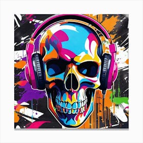 Skull With Headphones 55 Canvas Print