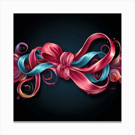 Vector Decorative Ornamental Ribbon Bow Curled Twisted Elegant Delicate Stylish Adorned F (3) Canvas Print